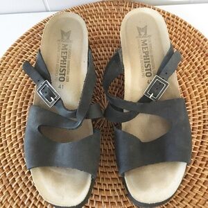 Mephisto Women's Black Nubuck Comfort Sandals Buckle Size 41 Size 11